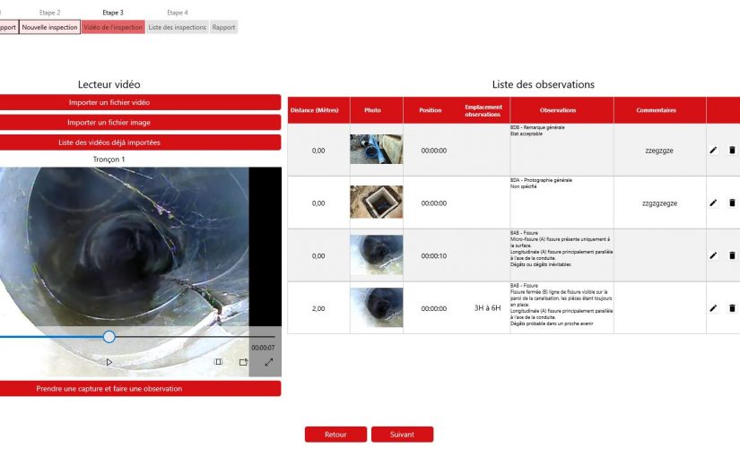 Logiciel pour un rapport d’inpection vidéo de canalisations